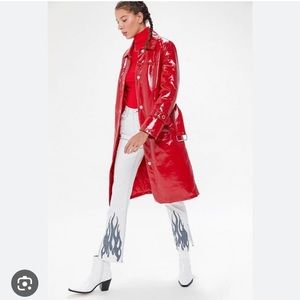 Avec les filles patent faux leather trench coat